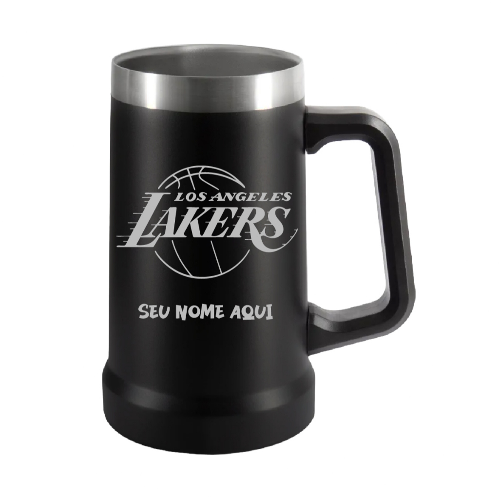 Caneca Térmica Inox Personalizada 700ml Los Angeles Lakers com Nome Gravado a Laser