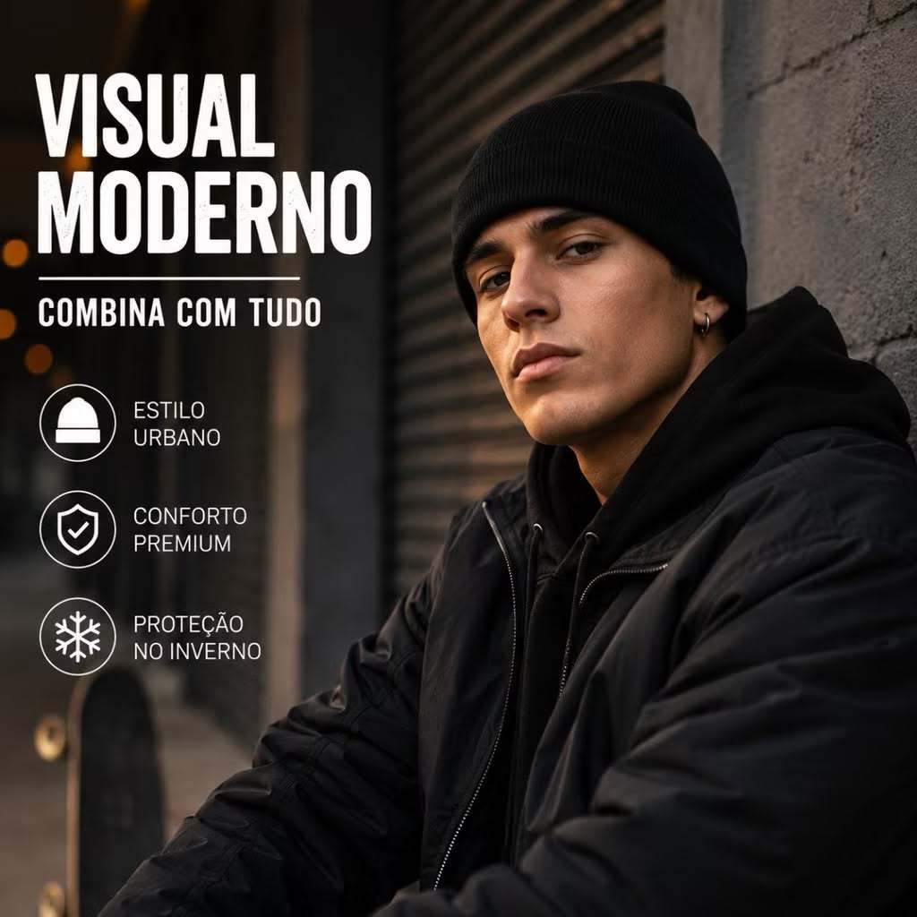 Touca de Lã Gorro Unissex Adulto Básica Preta Touca Tricô Linha Inverno
