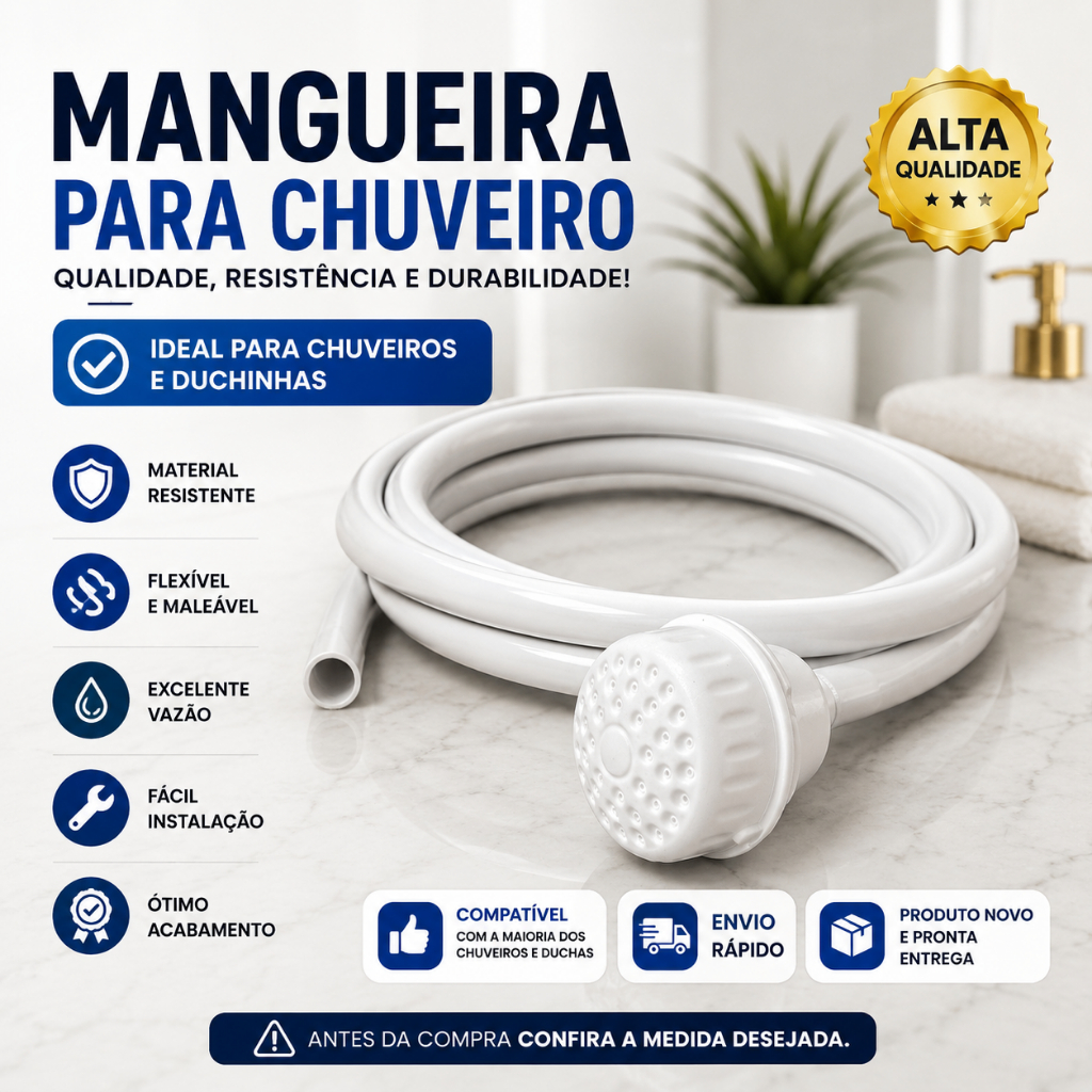 Mangueira e Chuveirinho Para Chuveiro Flexível Banho - Vários Tamanhos