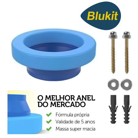 Kit Anel de Vedação com Guia + 2 Parafusos Castelo B10 para Vaso Sanitário Bolsa de Vedação
