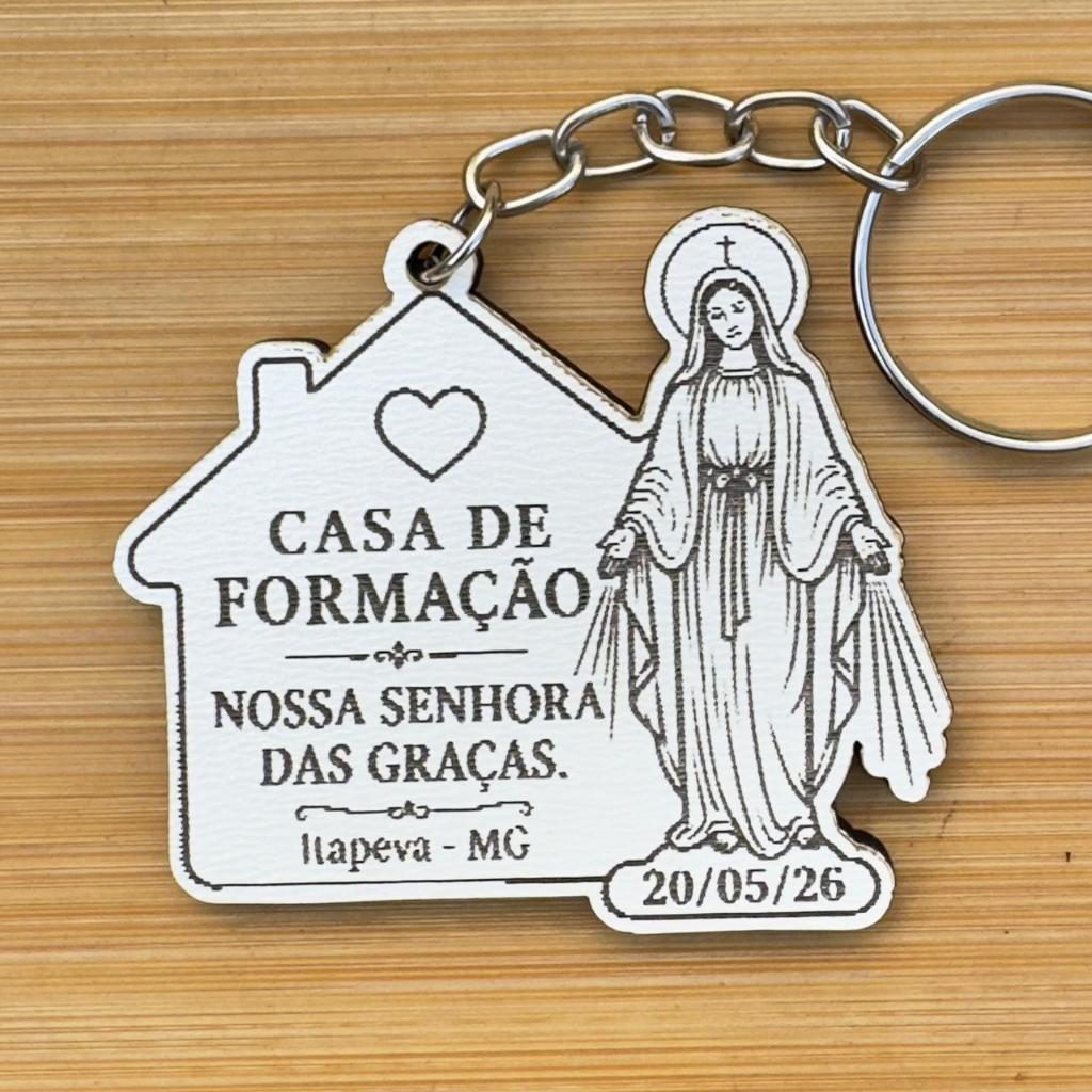 Kit Chaveiros Nossa Senhora das Graças MDF Personalizado Igreja Evento Religioso Lembrancinha em Madeira MDF