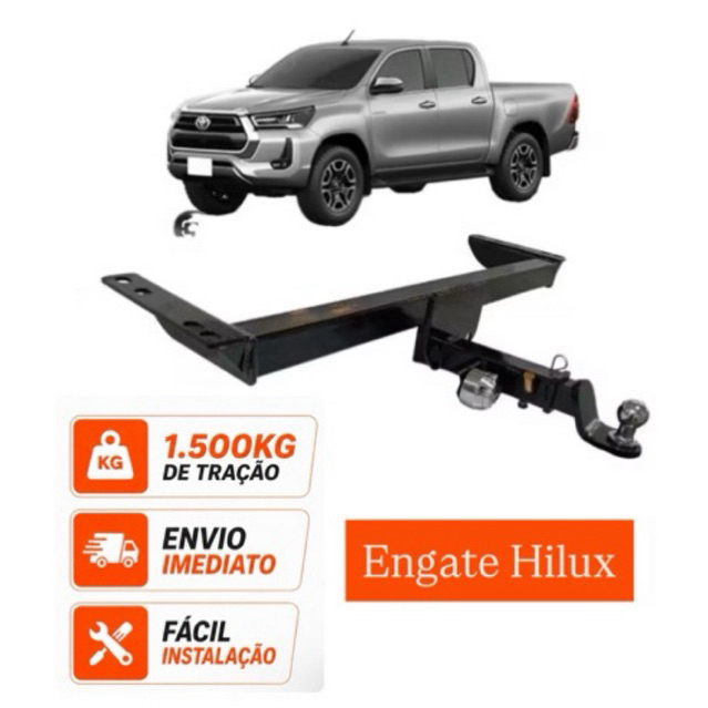 Engate Reboque Hilux Toyota Pick-up 2005 até 2026 1.500kg Não fura