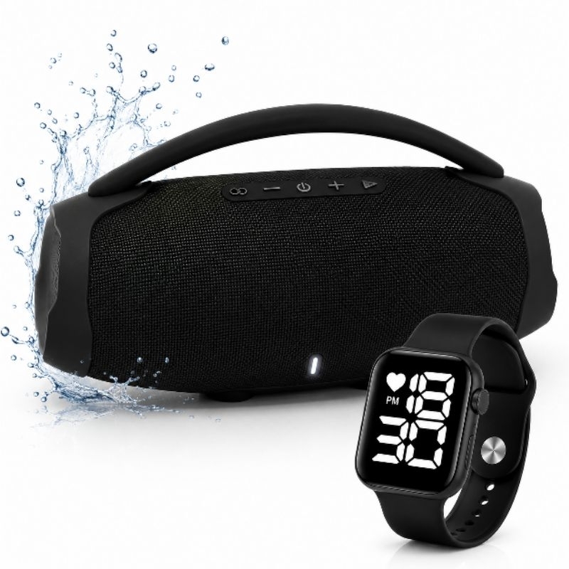 Caixa De Som Boombox 3 Bluetooth 35cml + Smartwatch