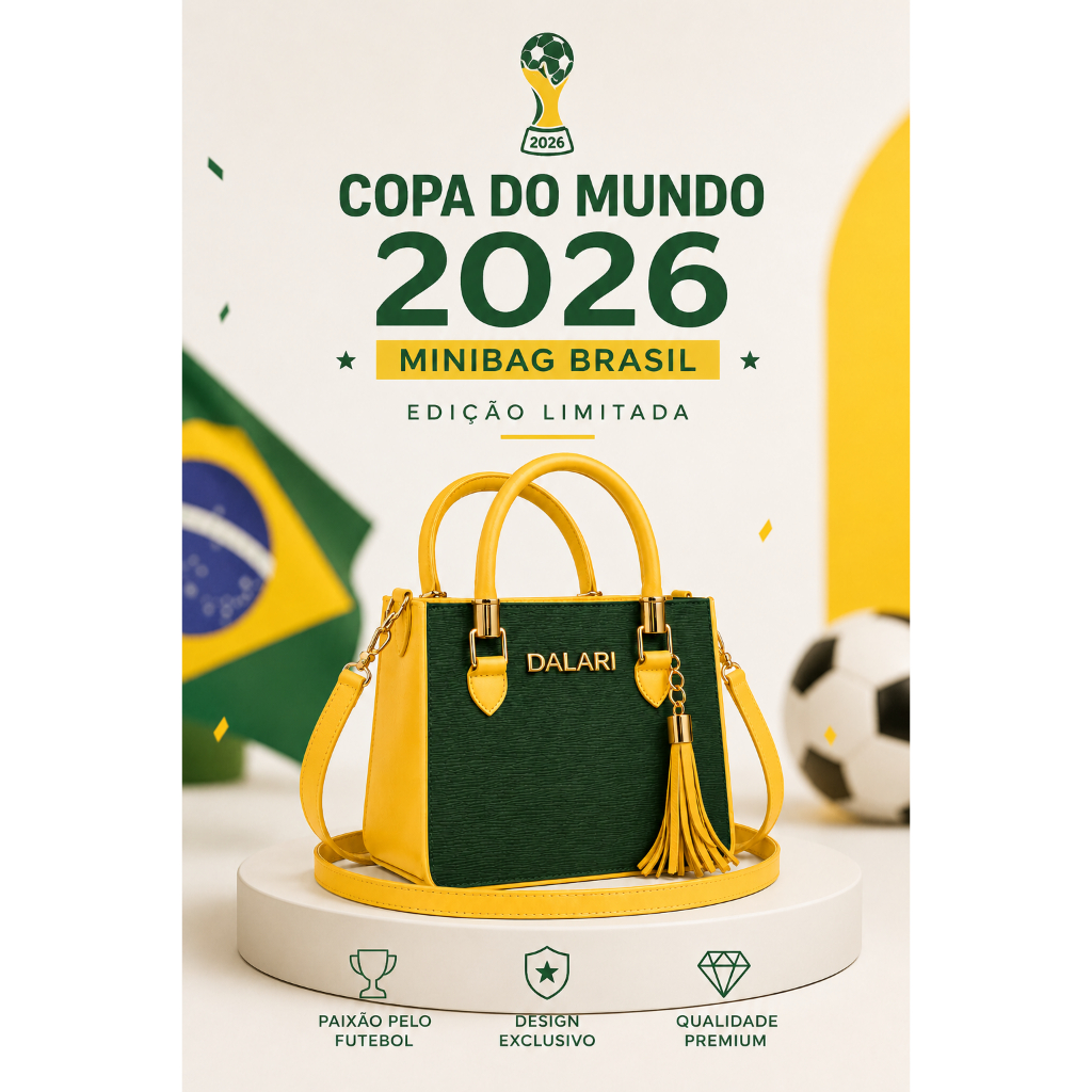 Bolsa Feminina Pequena Alça Regulável e de Mão Tote Minibag - Especial Copa do Mundo Edição Limitada