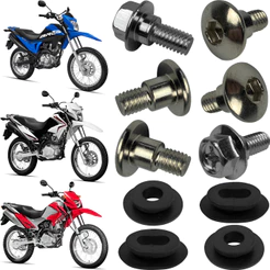 Kit Parafusos Borrachas Fixação Tampa Lateral Nxr Bros 150 2009 A 2014 Nxr Bros 160 2015 A 2024 Completo Borrachas Coxim