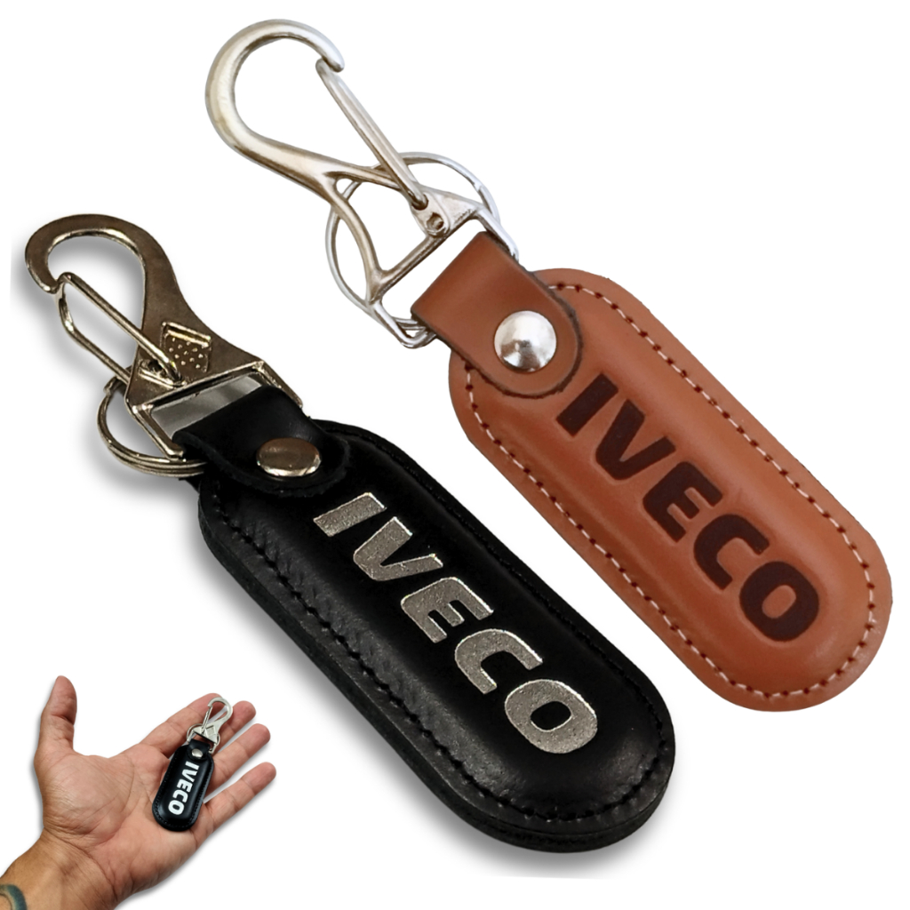 Chaveiro Iveco Caminhão Moto Couro Marrom Linha Bau Universal Automotivo