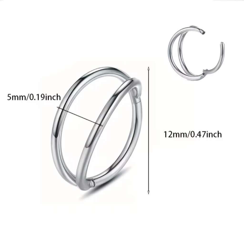 Piercing Argola Click Dupla Aberta Tamanhos Variados Nariz Conch Segmento Articulado 2 Fileira Liso — imagem 2 de 2