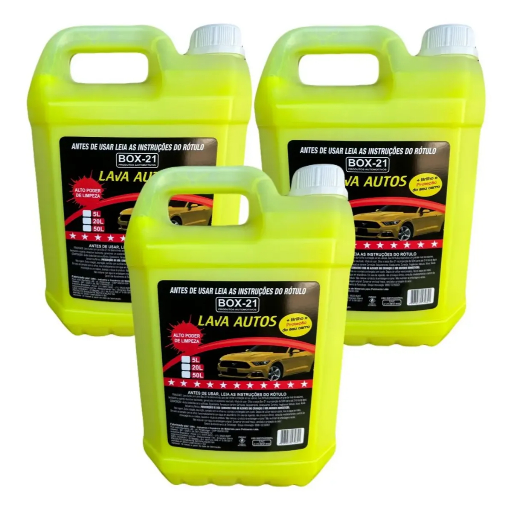 3 Uni Lava Rápido Carros Moto Shampoo Automotivo Concentrado 5 Litros