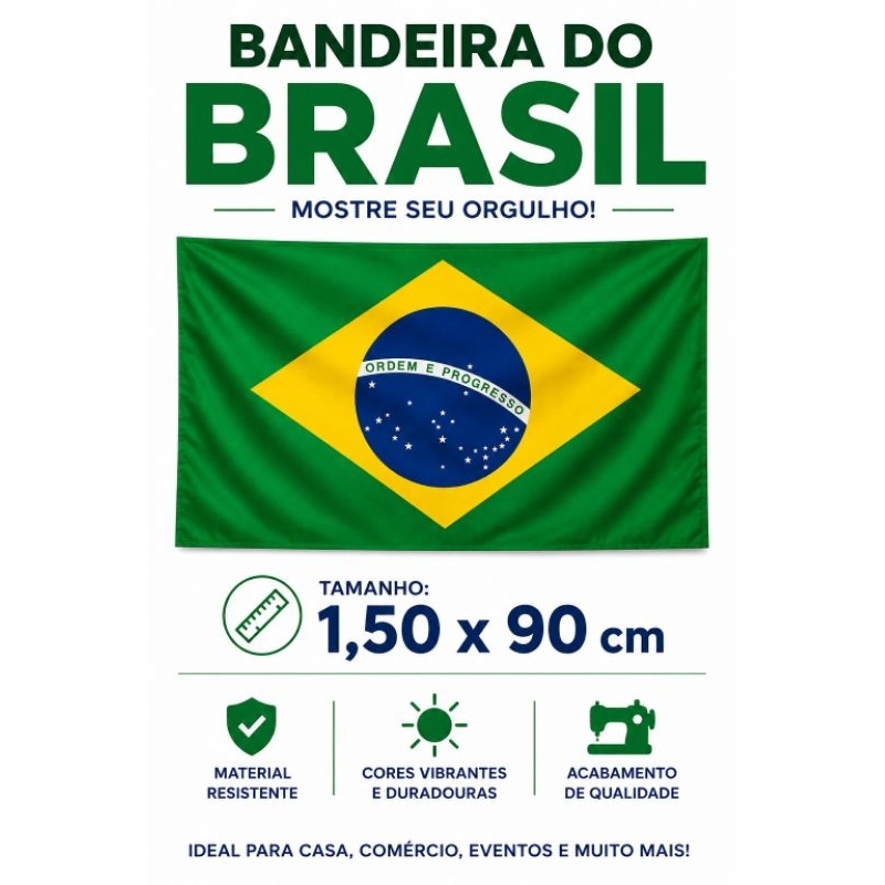 Bandeira do Brasil 150x90 Grande Copa do Mundo Jogos Seleção Torcida Resistente Premium