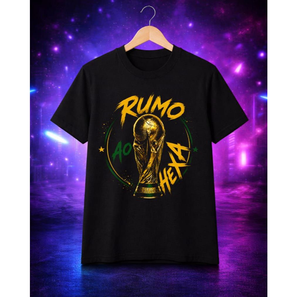CAMISETA BLUSA RUMO AO HEXA BRASIL COPA TÍTULOS,NINGUÉM É PENTA,CAMISA ESTILOSA FEMININA BRAZILIAN CORE, PAÍS DO FUTEBOL