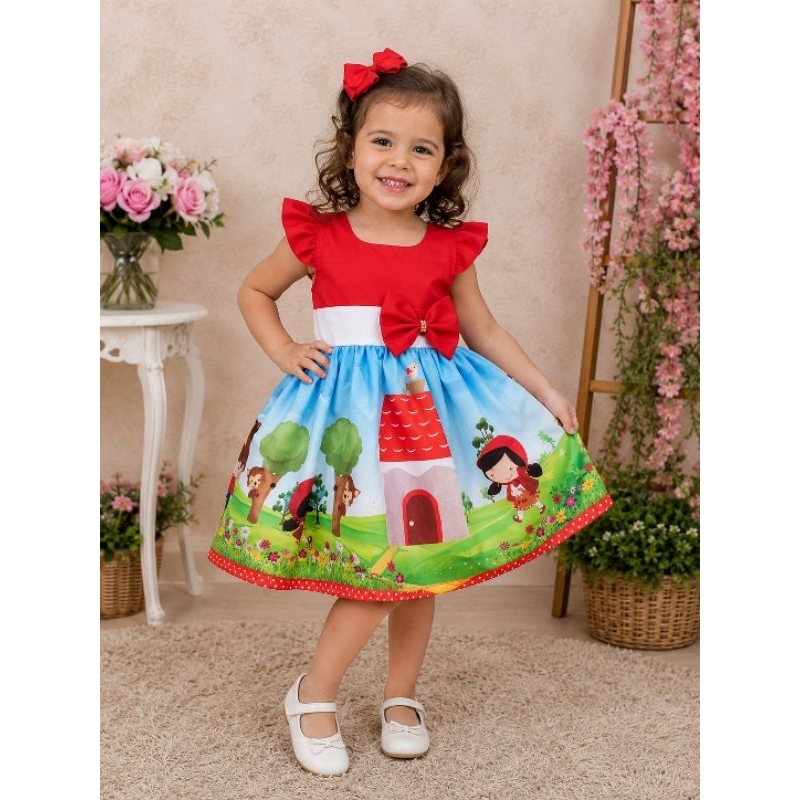 Vestido tematico chapéuzinho vermelho tam até 18 meses
