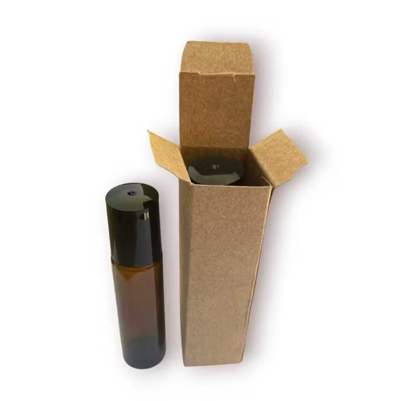 Kit 10 Frascos Rollon Ambar 10 mL Premium - vidro grosso - tampa preta - tampa rollon - com caixinha em kraft