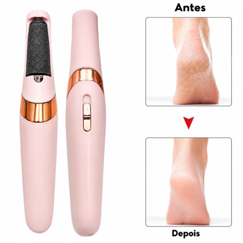 Removedor de Calos e Rachaduras Lixa de Pé Elétrica 2 Velocidades + Refil Extra Recarregável USB