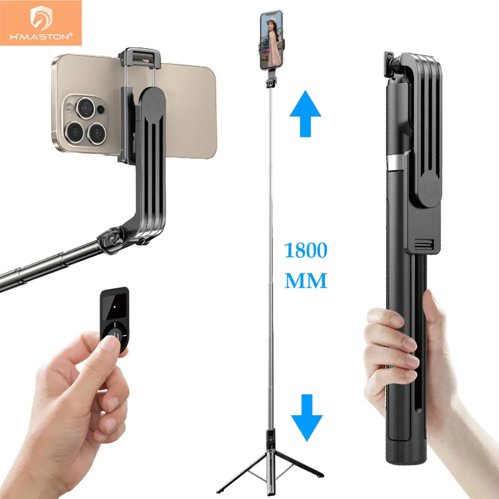 H'maston ZP36 Bastão De Selfie Tripé Bluetooth Remoto Pau 180CM De Selfie 31.2CM Retrátil Celular