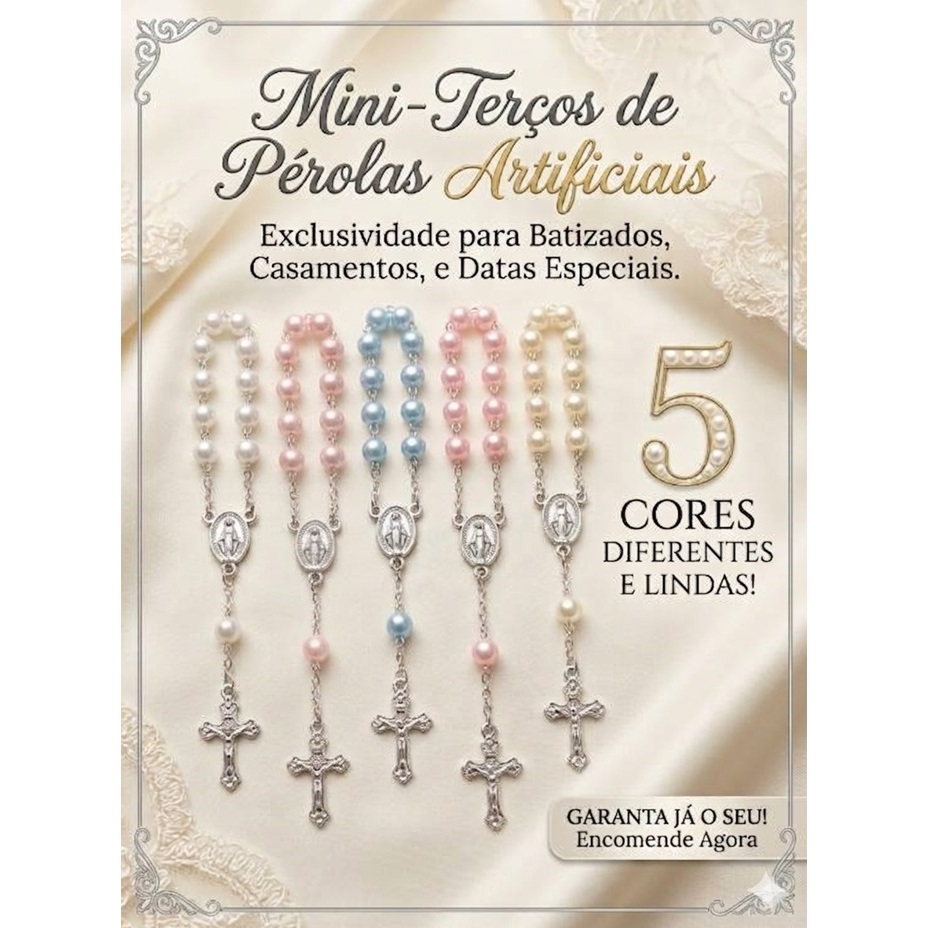 Mini Terço Lembrancinha para batizado primeira comunhão casamento - 05 Cores Disponíveis ~