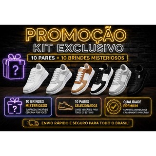 KIT 10 Pares Tênis Masculino Esportivos para Academia lcaminhada leve macio ENVIO IMEDIATO FULL