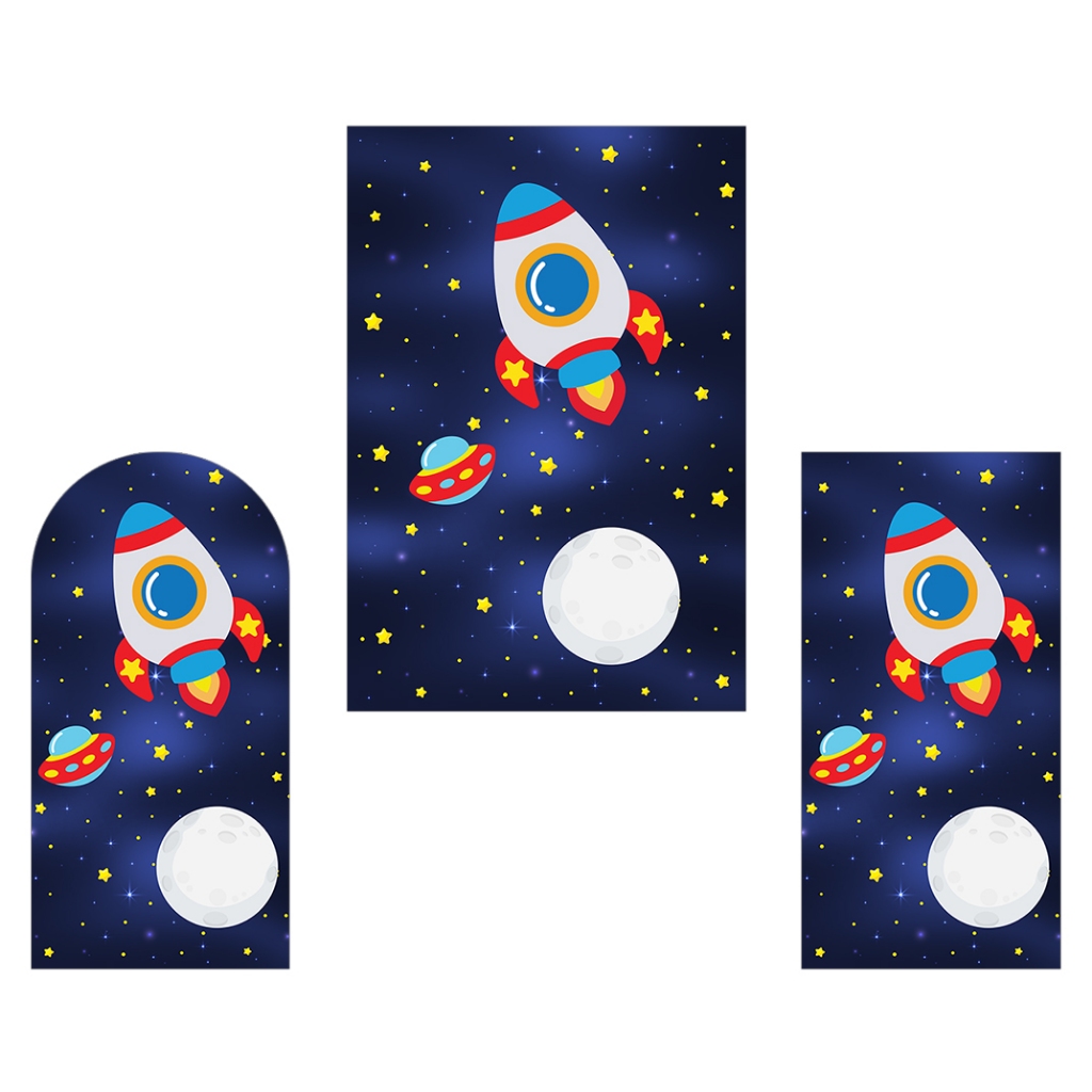Painel De Festa Vertical - Nave Espacial Cute 023