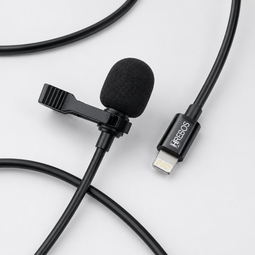 Microfone Lapela Para Lightning Áudio e Vídeo Hrebos HS-32