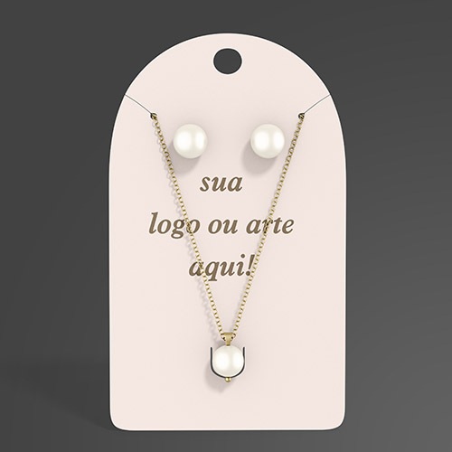 TAGS BRINCOS E COLARES DUPLO com a sua logo - Produção Rápida