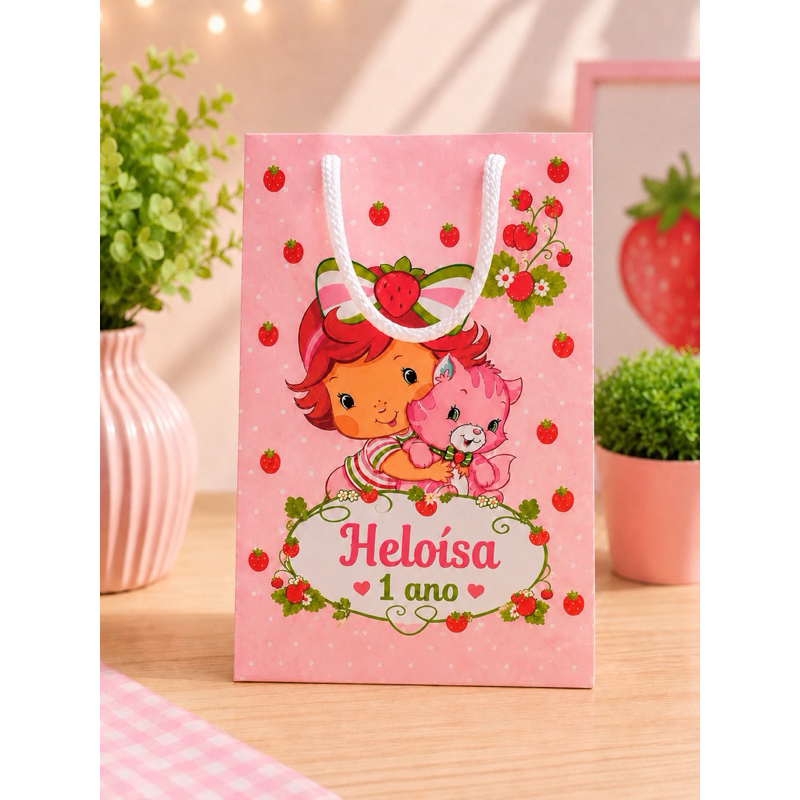 Sacolinha Personalizada Moranguinho Baby Festa Infantil Kit lembrancinha