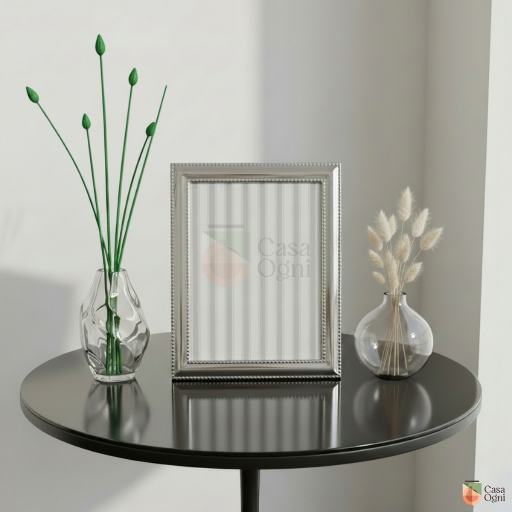Porta Retrato de Mesa ou Parede Aço Inox Quadro Moldura Metalizada Prateada Foto 15x20cm com Vidro