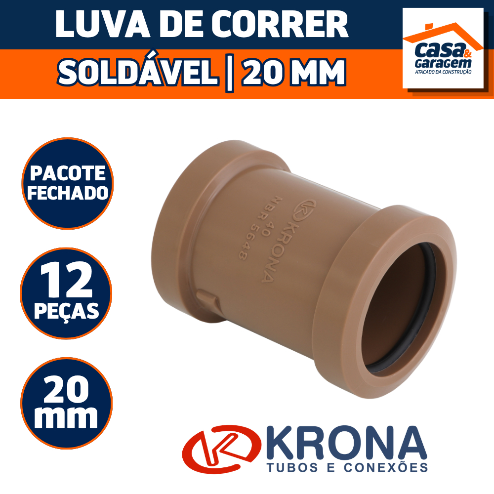 Kit Com 12 Luva Correr Soldavel 20mm 1/2" 444 Krona