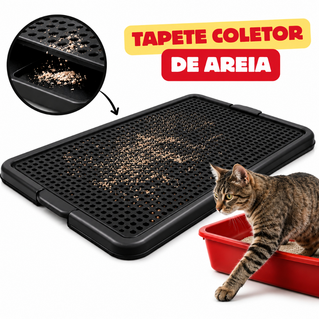 Tapete Higiênico de Plástico Coletor de Areia para Caixa Lavável Retenção de Grãos Anti Sujeira para Gatos