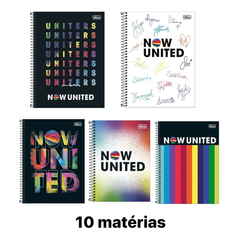 Caderno 10 matérias 160 folhas Now United Universitário 200x275mm Tilibra