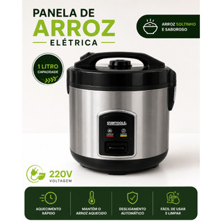 Panela Elétrica de Arroz Inox 5 Xícaras 1L 220V Antiaderente Automática