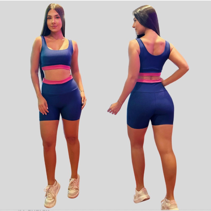 Conjunto Fitness Feminino Short E Top Academia Treino Academia Suplex Modelador Confortável