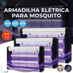 Armadilha Elétrica para Mosquito 40W 60W 80W Mata Insetos Luminária Led com Suporte para Parede