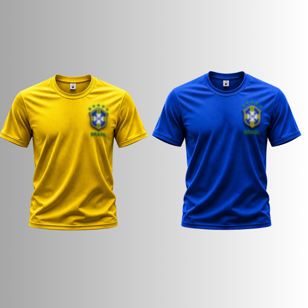 Kit 2 Camisas Brasileira Unissex Básica Poliéster Leve Dry fit