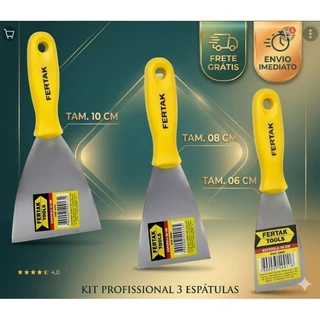 kit Espátula Pedreiro de Pintura para Aplicação de Gesso para Acabamento de Gesso e Drywall 3 Peças