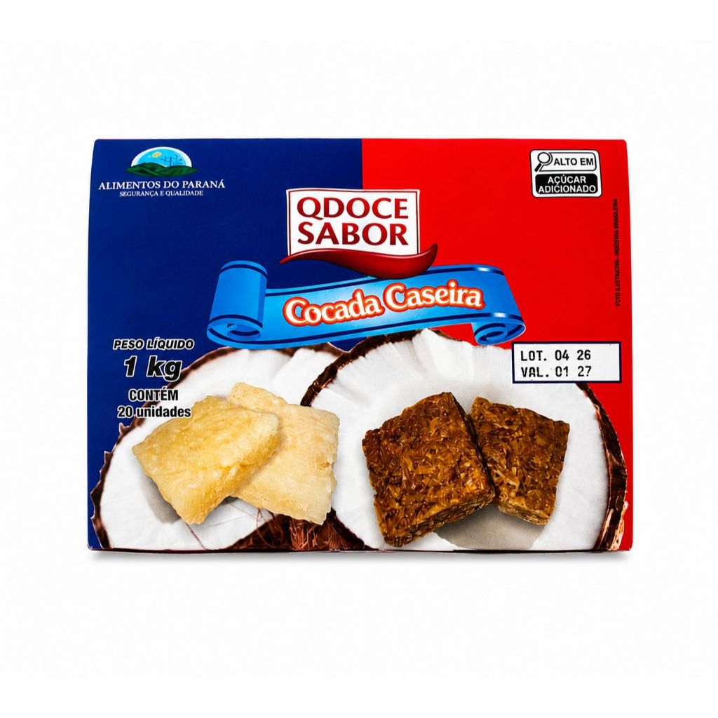 Cocada Caseira Tradicional QDoce Sabor Caixa 20 unidades