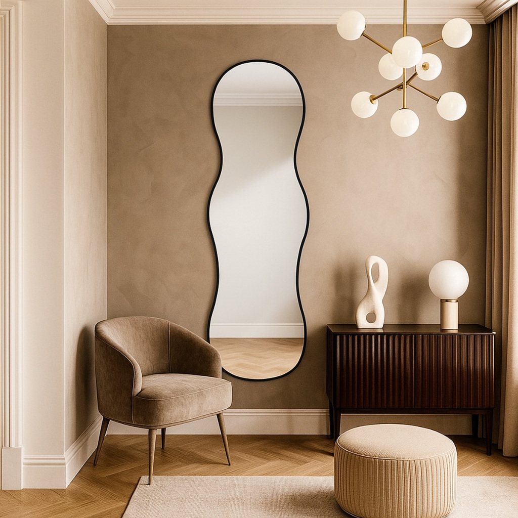 Espelho Grande 160x70 Onda Orgânico De Corpo Inteiro Moderno Para Sala Quarto Closet Banheiro