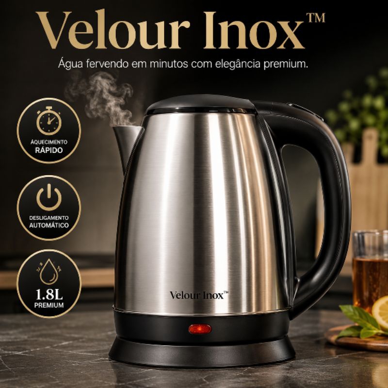 Chaleira Elétrica Inox 1,8L 1000W Desligamento Automático Aquecimento Rápido 127V