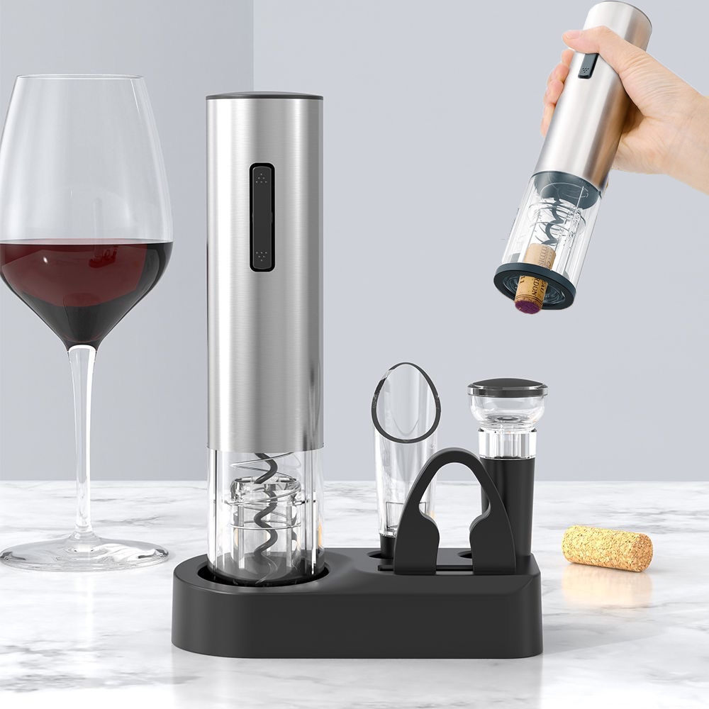 Back Field Abridor de Vinho Elétrico Automático Rolhas Recarregável-prata 6 Peças Elétrico