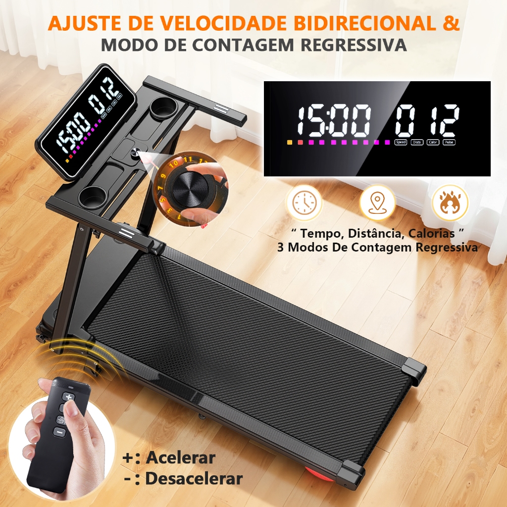 Esteira Elétrica Ergométrica Dobrável 12km C/tela Led Bivolt · foto 2