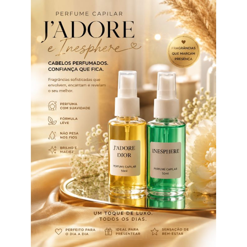 Perfume Capilar, inspirado nos perfumes importados. Não ressaca os fios.aroma de perfumes importados, Jado're .