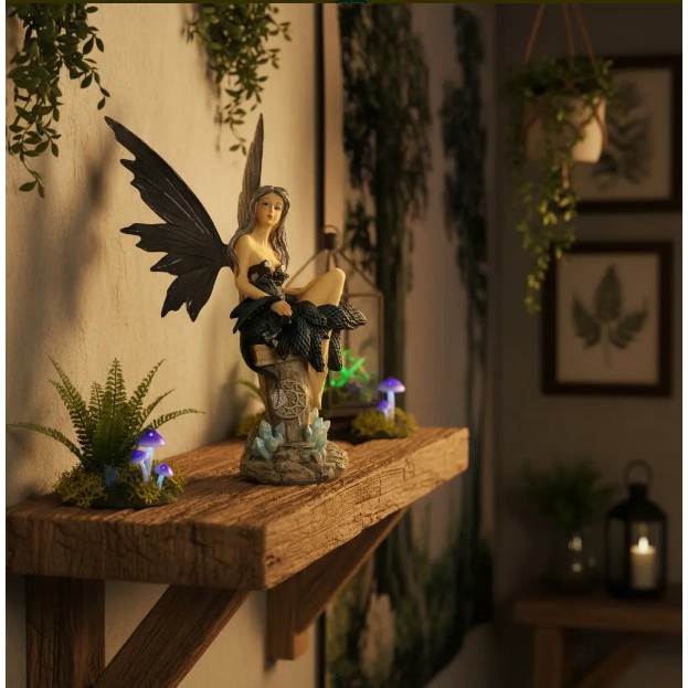 Decoração - Fada sentada no pilar