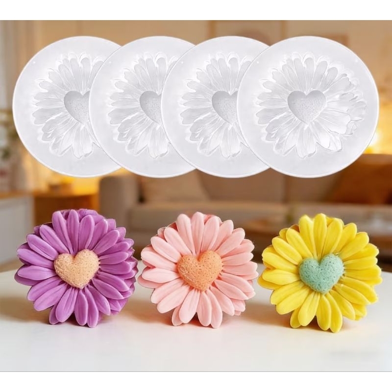 Molde Silicone Vela Sabonete Margarida Coração