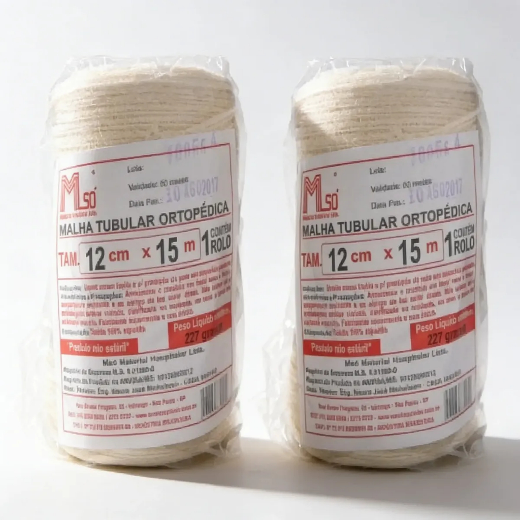 Malha Tubular Ortopédica 12x15m MSO Rolo em 100% Algodão Tipóia 12cm X 15mts