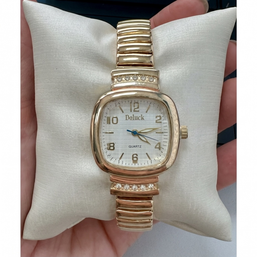 Relógio Feminino Kit Mini Elegance Quadrado com Detalhe Strass