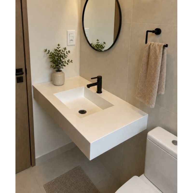 Lavatório para Banheiro e Lavabo em porcelanato 50x40 60x40 70x40 80x40
