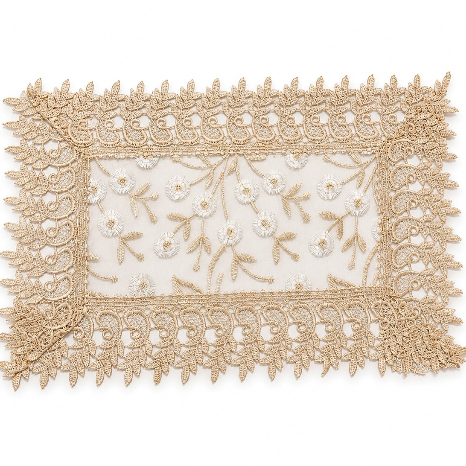 Jogo Americano Renda Guipir 28x43cm Mesa Posta Decoração Elegante 7 Cores Kit 2 4 6 Lugares