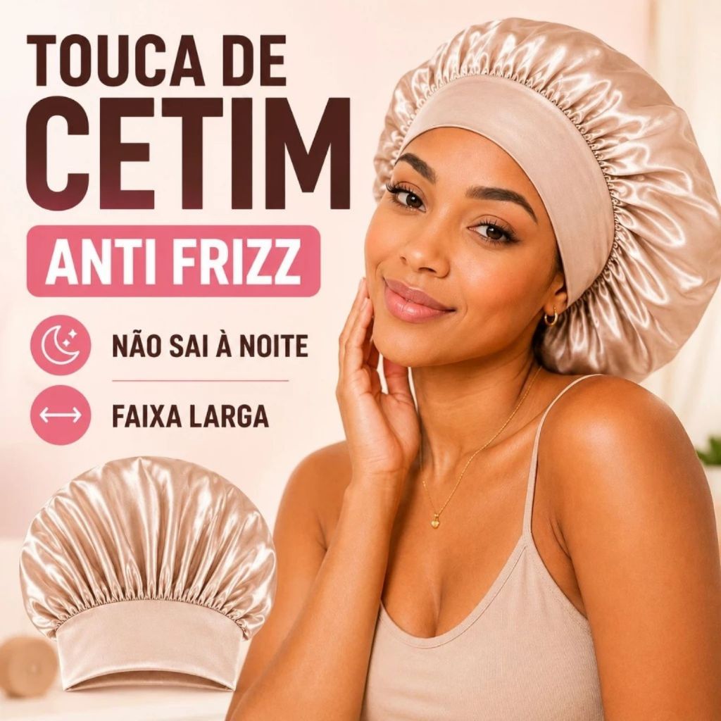 Touca de Cetim - Antifrizz COM FAIXA Larga Para Dormir, Banho, Cozinha