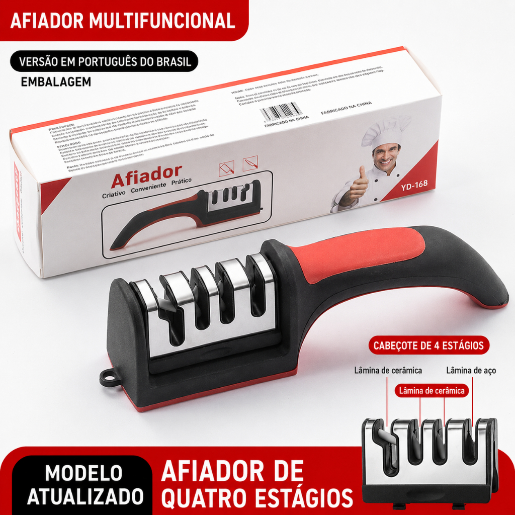 【4 EM 1】Amolador De Faca 4 Estágios Profissional Afiador Cozinha Tesoura Rápido Antiderrapante Manual