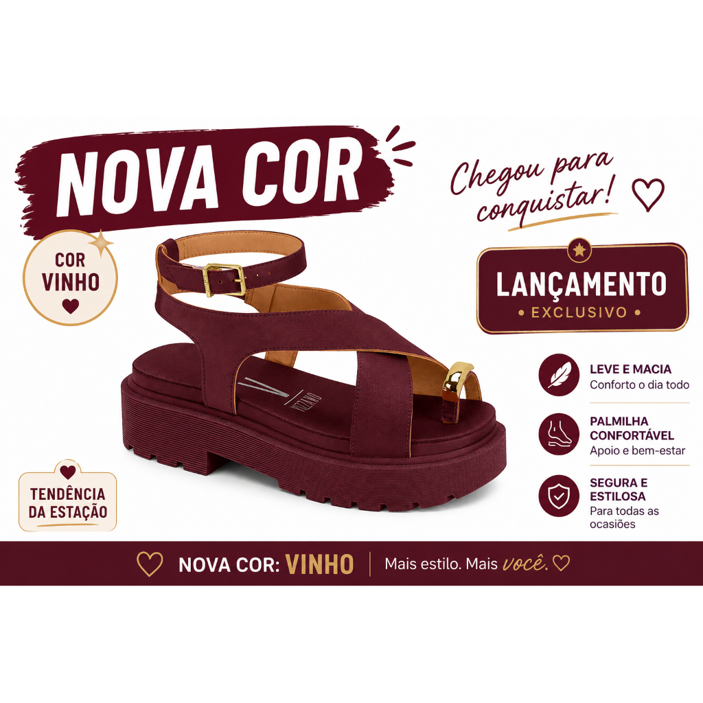 Sandália Feminina Vizzano Papete Flatform Ring Toe Conforto