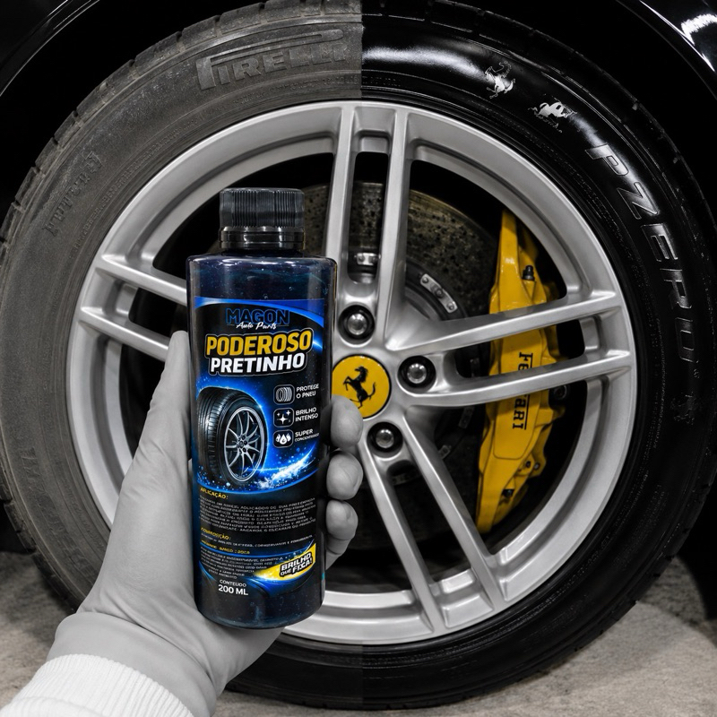 Pretinho para pneu brilho intenso não sai com água 200ml — imagem 2 de 2