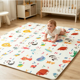 200x180cm Tapete Bebê Emborrachado Tatame Infantil Dupla Face Dobrável Antiderrapante